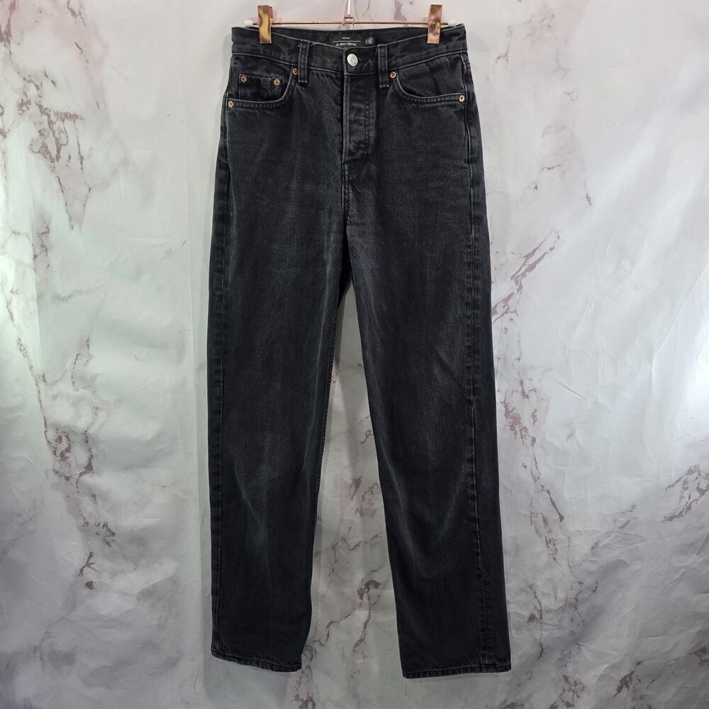 & Other Stories Jeans Womens 25 0 Black Washed Straight Button Fly Denim Rigid